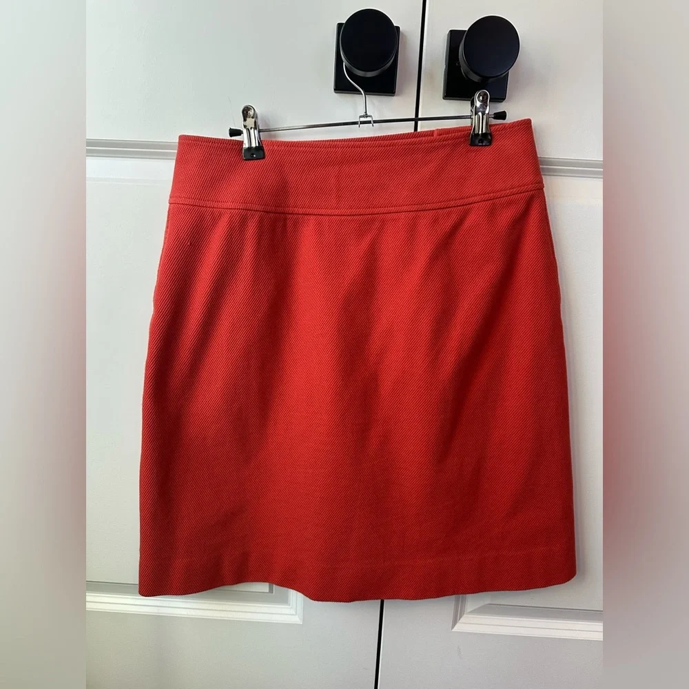 Tory Burch Thea Orange Skirt w/ Buttons A-Line Tailored (Size 6)